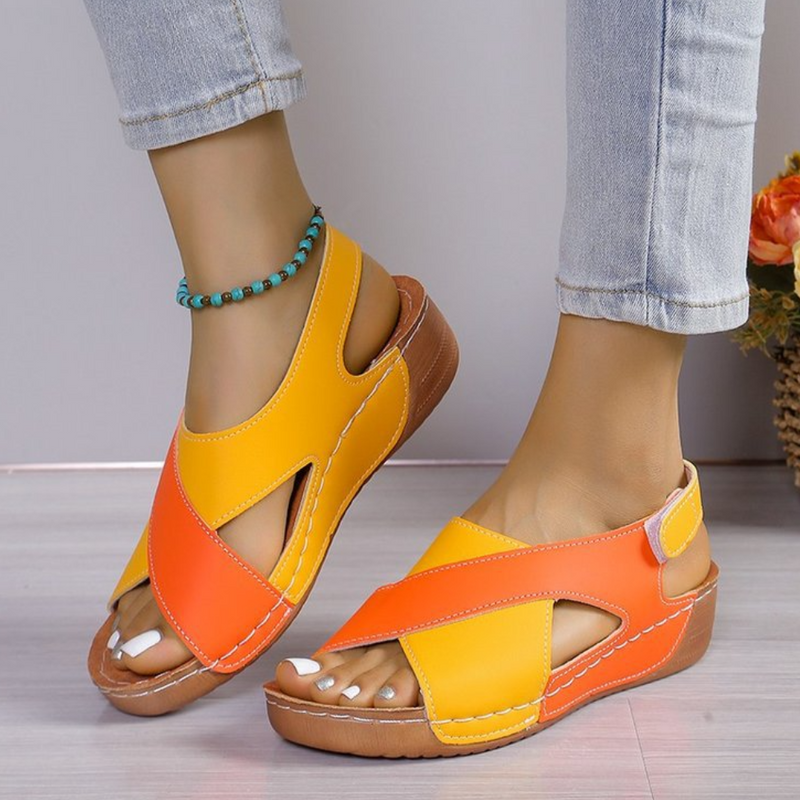 Bequeme Damen Sandalen mit Keilabsatz und Riemchen-Design-Luzern Mode