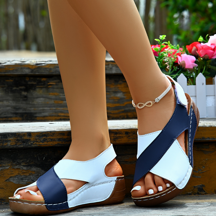 Bequeme Damen Sandalen mit Keilabsatz und Riemchen-Design-Luzern Mode