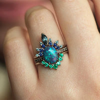 Ringe für Damen | 3-teiliges Set | Saphir | Opal | Elegant | Luxuriös-Luzern Mode