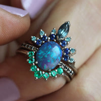 Ringe für Damen | 3-teiliges Set | Saphir | Opal | Elegant | Luxuriös-Luzern Mode