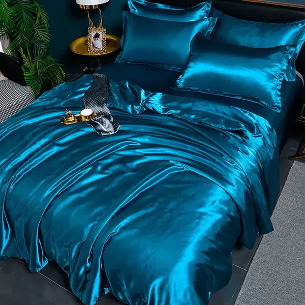 Satiniertes Bettbezug | Luxus Vielseitig Weich Komfortabel Uni-200x230cm (2.0m Bett)-A-10-Luzern Mode