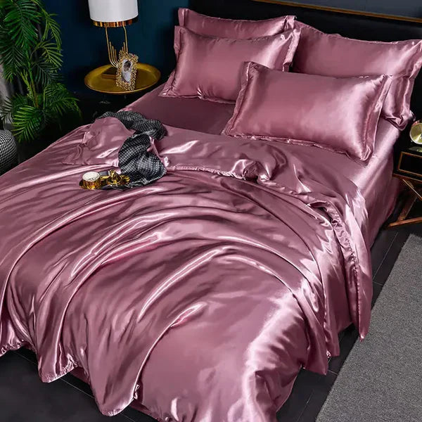 Satiniertes Bettbezug | Luxus Vielseitig Weich Komfortabel Uni-200x230cm (2.0m Bett)-A-11-Luzern Mode