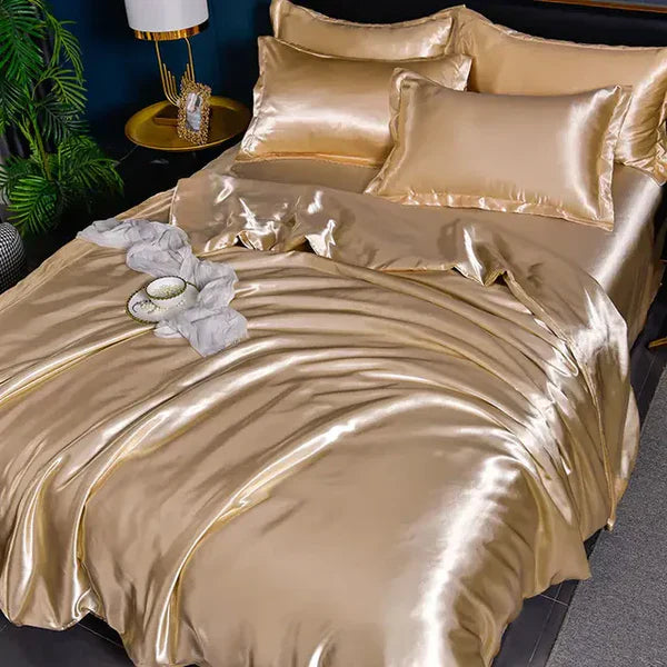 Satiniertes Bettbezug | Luxus Vielseitig Weich Komfortabel Uni-200x230cm (2.0m Bett)-A-14-Luzern Mode