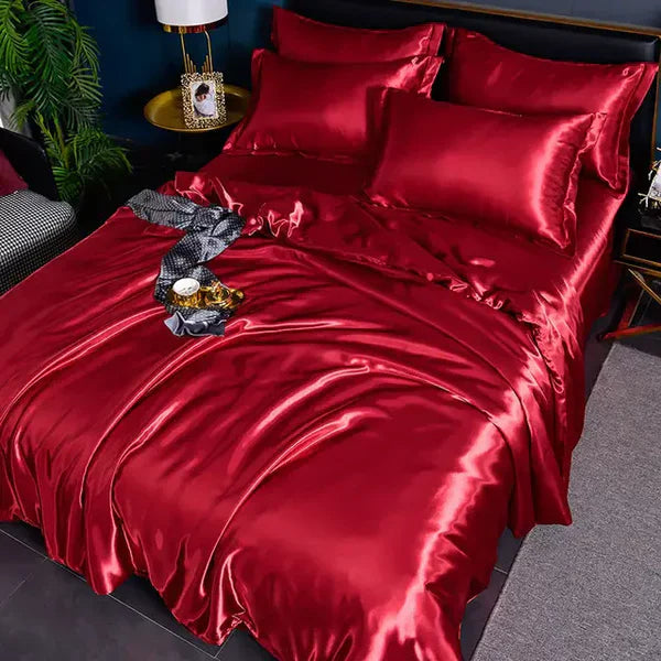 Satiniertes Bettbezug | Luxus Vielseitig Weich Komfortabel Uni-200x230cm (2.0m Bett)-A-15-Luzern Mode