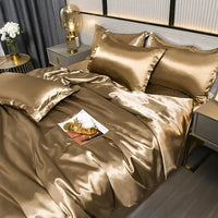 Satiniertes Bettbezug | Luxus Vielseitig Weich Komfortabel Uni-200x230cm (2.0m Bett)-A-16-Luzern Mode