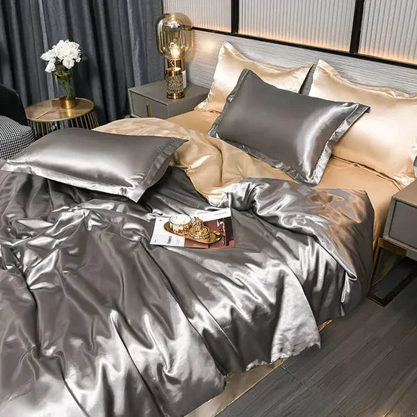 Satiniertes Bettbezug | Luxus Vielseitig Weich Komfortabel Uni-200x230cm (2.0m Bett)-A-18-Luzern Mode