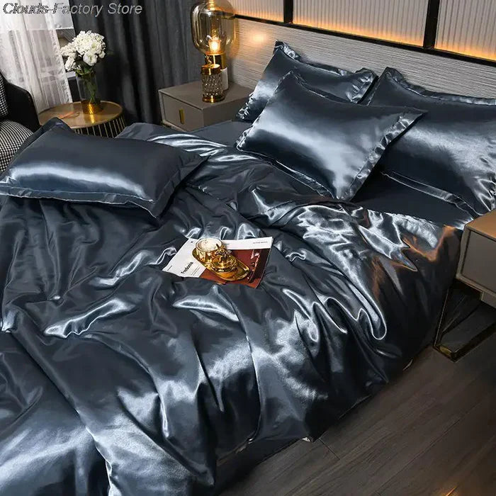 Satiniertes Bettbezug | Luxus Vielseitig Weich Komfortabel Uni-200x230cm (2.0m Bett)-A-2-Luzern Mode