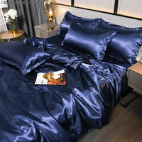 Satiniertes Bettbezug | Luxus Vielseitig Weich Komfortabel Uni-200x230cm (2.0m Bett)-A-3-Luzern Mode
