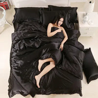 Satiniertes Bettbezug | Luxus Vielseitig Weich Komfortabel Uni-200x230cm (2.0m Bett)-A-6-Luzern Mode