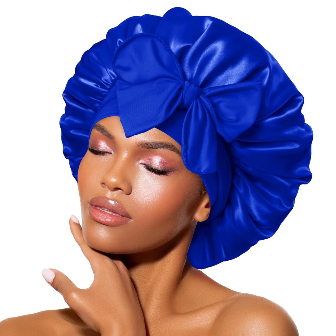 Seidenschlafmütze für Damen - Glattes Haar, Hohe Qualität-Blau-Luzern Mode