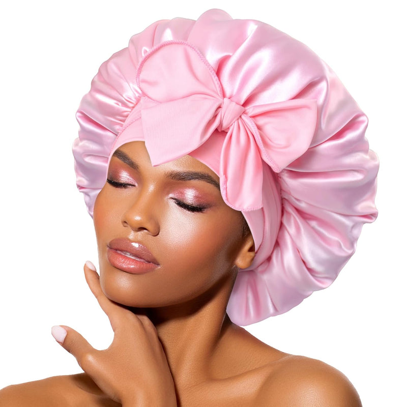 Seidenschlafmütze für Damen - Glattes Haar, Hohe Qualität-Rosa-Luzern Mode