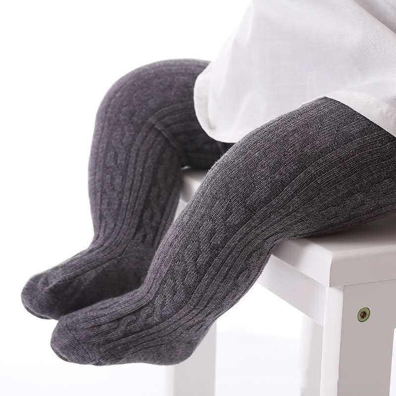 Kleinkind Strumpfhose Baumwolle - Weiche Baby Leggings-Dunkelgrau-S-Luzern Mode