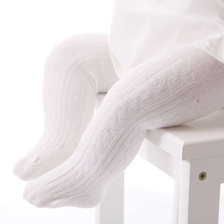 Kleinkind Strumpfhose Baumwolle - Weiche Baby Leggings-Weiß-S-Luzern Mode
