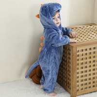 Baby-Strampler | Niedlich, Tierdesigns, Bequem, Weich, Atmungsaktiv, Langlebig-Blauer Dinosaurier-70 (0-6 Monate)-Luzern Mode
