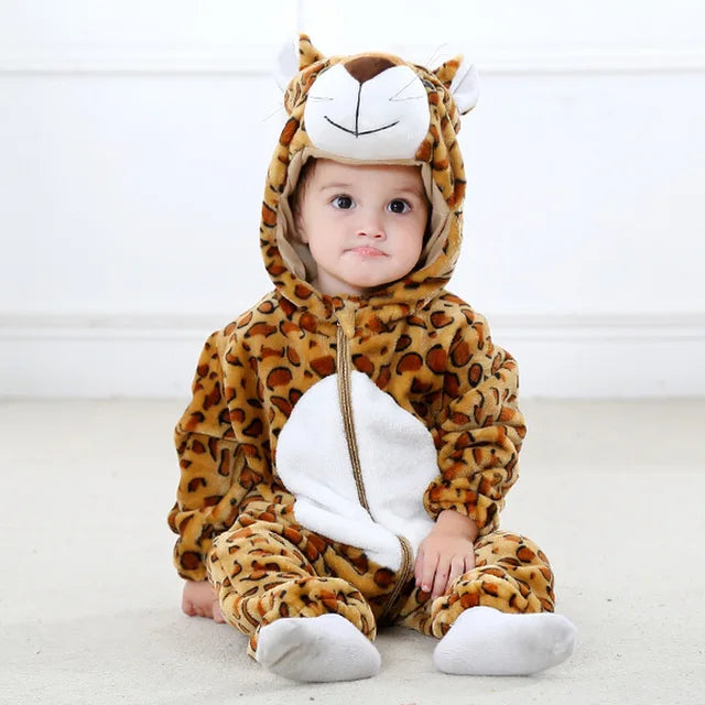 Baby-Strampler | Niedlich, Tierdesigns, Bequem, Weich, Atmungsaktiv, Langlebig-Leopard-70 (0-6 Monate)-Luzern Mode