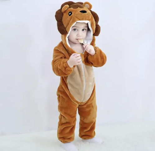 Baby-Strampler | Niedlich, Tierdesigns, Bequem, Weich, Atmungsaktiv, Langlebig-Löwe-70 (0-6 Monate)-Luzern Mode