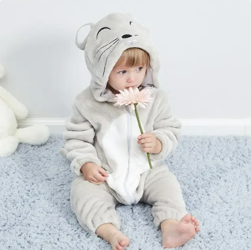 Baby-Strampler | Niedlich, Tierdesigns, Bequem, Weich, Atmungsaktiv, Langlebig-Maus-70 (0-6 Monate)-Luzern Mode