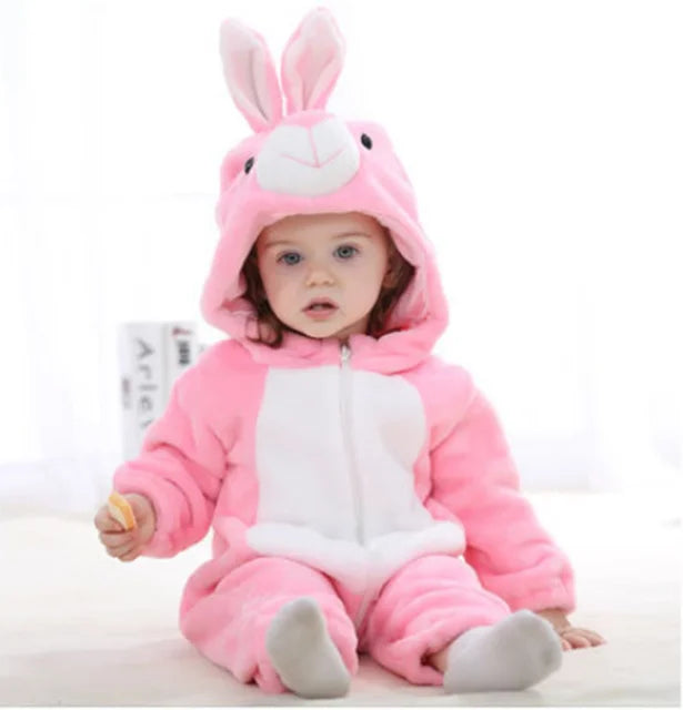 Baby-Strampler | Niedlich, Tierdesigns, Bequem, Weich, Atmungsaktiv, Langlebig-Rosa Hase-70 (0-6 Monate)-Luzern Mode