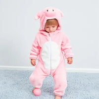 Baby-Strampler | Niedlich, Tierdesigns, Bequem, Weich, Atmungsaktiv, Langlebig-Rosa Schwein-70 (0-6 Monate)-Luzern Mode
