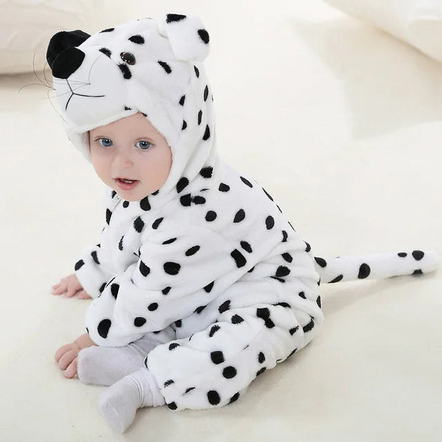 Baby-Strampler | Niedlich, Tierdesigns, Bequem, Weich, Atmungsaktiv, Langlebig-Schneeleopard-70 (0-6 Monate)-Luzern Mode