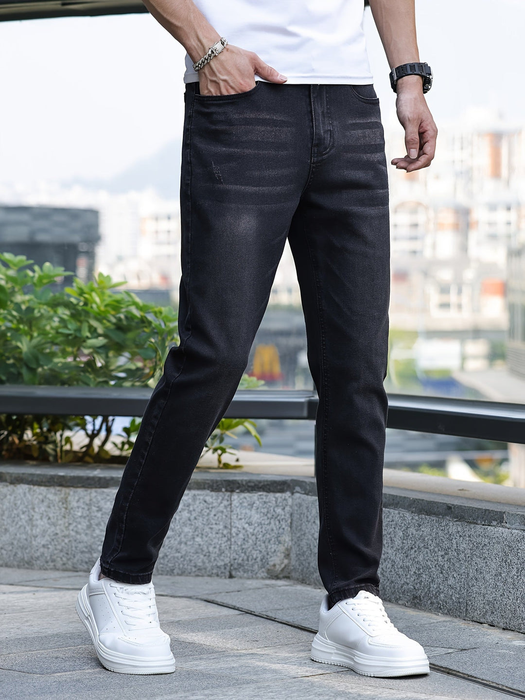 Herren Slim Fit Jeans mit Stretch für Freizeit und Büro-Luzern Mode