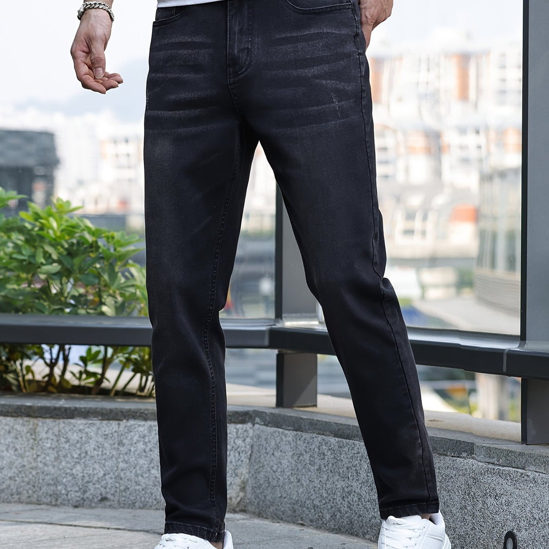 Herren Slim Fit Jeans mit Stretch für Freizeit und Büro-S-Schwarz-Luzern Mode