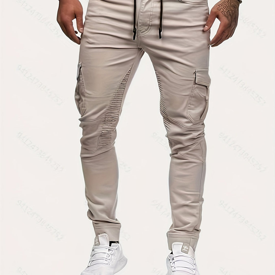 Herren Cargohose mit Taschen – Bequeme Freizeithose-S-Beige-Luzern Mode