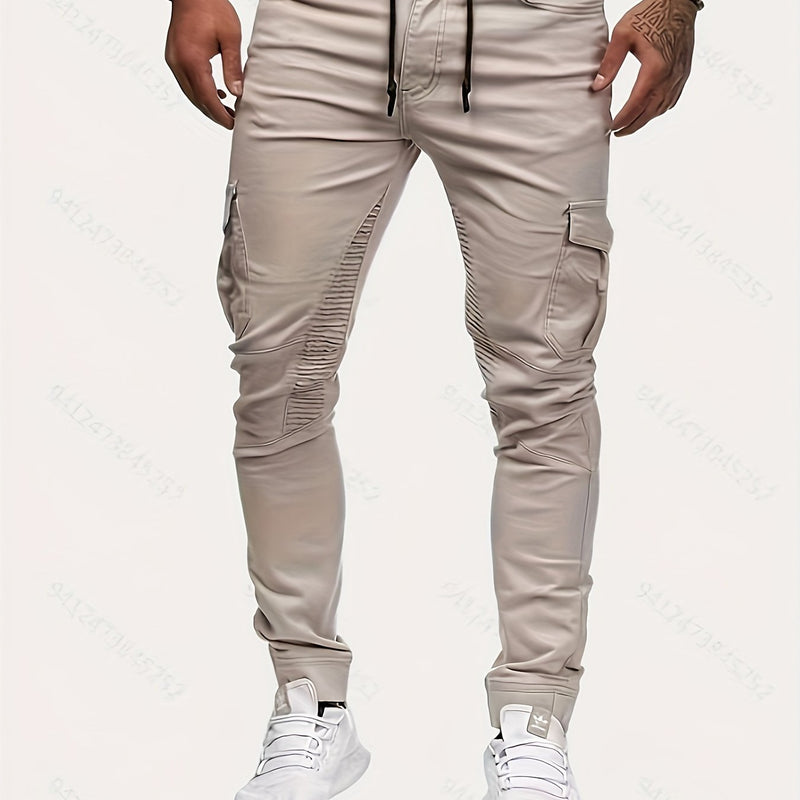 Herren Cargohose mit Taschen – Bequeme Freizeithose-S-Beige-Luzern Mode