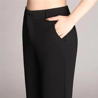 Damenhose | Slim Fit | Ausgestellt | Hohe Taille | Knopf | Unifarben-Luzern Mode