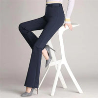 Damenhose | Slim Fit | Ausgestellt | Hohe Taille | Knopf | Unifarben-Luzern Mode