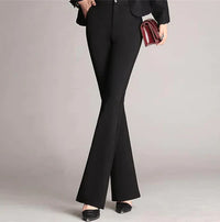 Damenhose | Slim Fit | Ausgestellt | Hohe Taille | Knopf | Unifarben-Luzern Mode