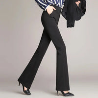 Damenhose | Slim Fit | Ausgestellt | Hohe Taille | Knopf | Unifarben-Luzern Mode