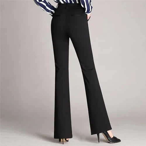 Damenhose | Slim Fit | Ausgestellt | Hohe Taille | Knopf | Unifarben-Luzern Mode