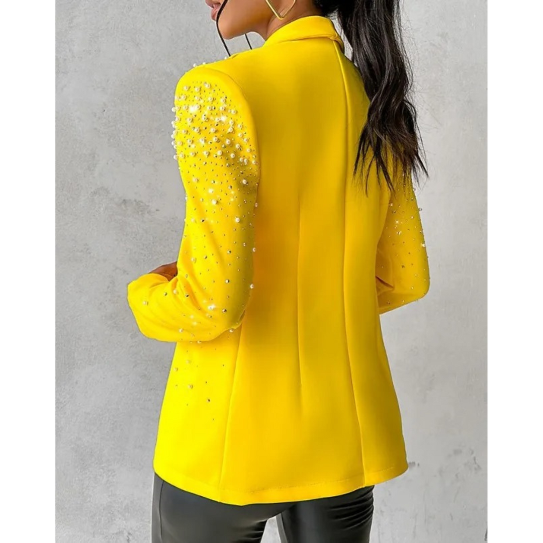 Eleganter Damenblazer mit Perlenbesatz für Partys-Luzern Mode