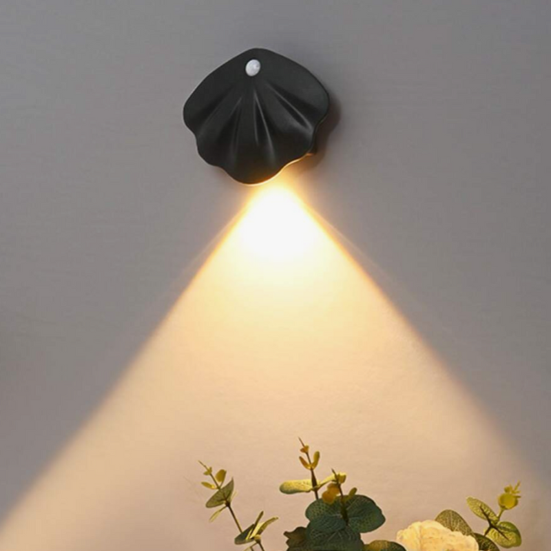 Muschel Lampe mit Bewegungsmelder | Einstellbar | LED | Kabellos | USB-Schwarz-Luzern Mode