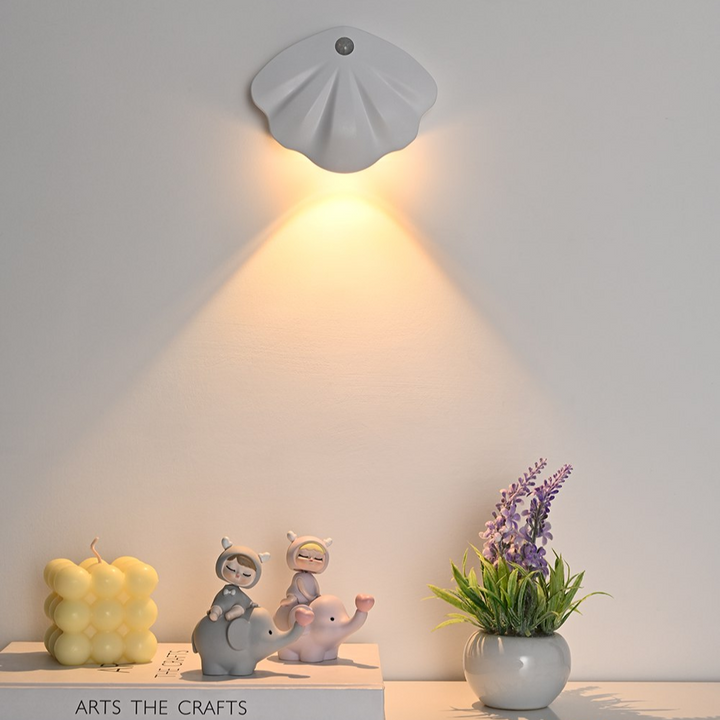 Muschel Lampe mit Bewegungsmelder | Einstellbar | LED | Kabellos | USB-Luzern Mode