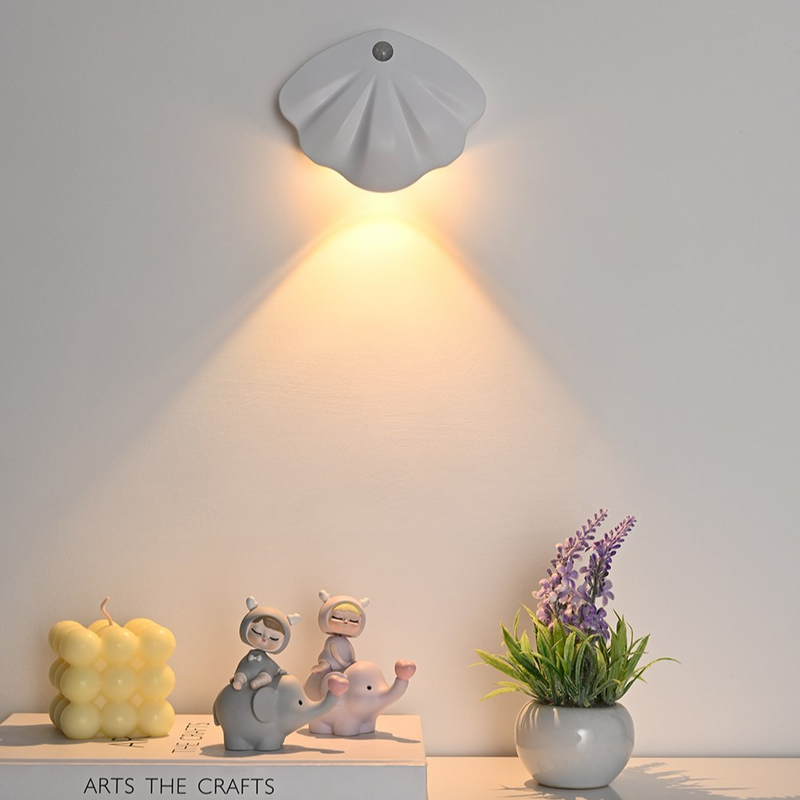 Muschel Lampe mit Bewegungsmelder | Einstellbar | LED | Kabellos | USB-Luzern Mode