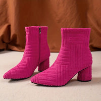 Damen Stiefeletten mit Blockabsatz und Reißverschluss-Luzern Mode