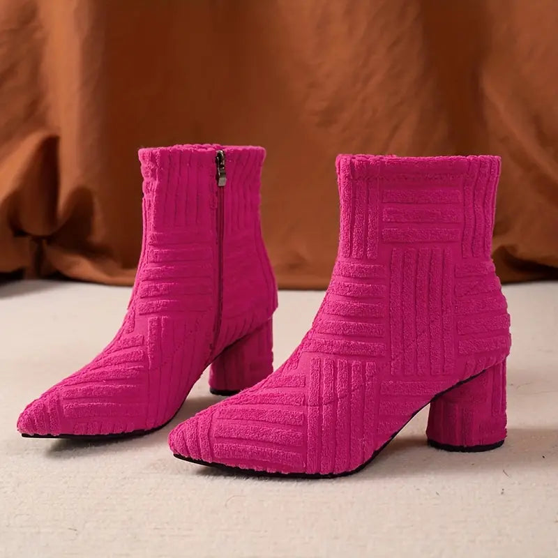 Damen Stiefeletten mit Blockabsatz und Reißverschluss-Luzern Mode