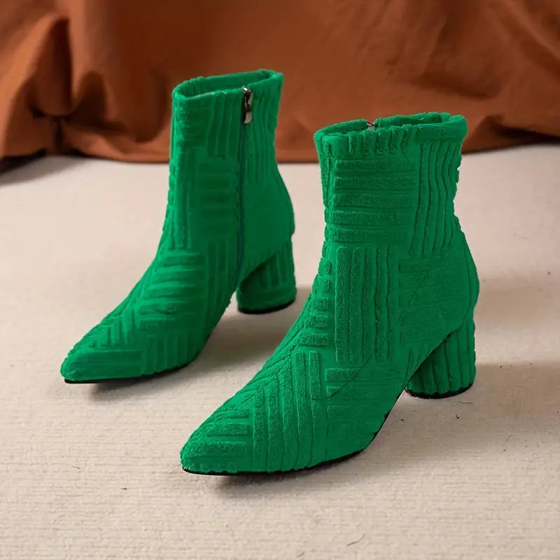 Damen Stiefeletten mit Blockabsatz und Reißverschluss-Luzern Mode