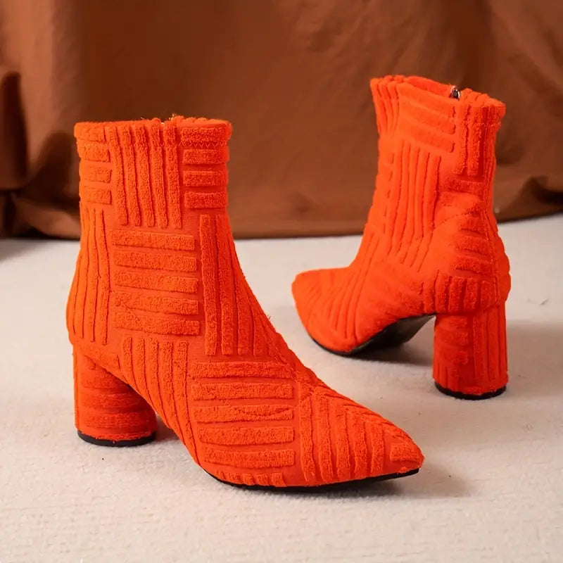 Damen Stiefeletten mit Blockabsatz und Reißverschluss-Luzern Mode