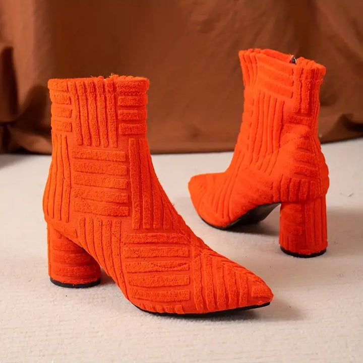 Damen Stiefeletten mit Blockabsatz und Reißverschluss-Luzern Mode
