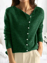 Damen Strickjacke mit Knopfleiste - Eleganter Cardigan-S-Dunkelgrün (Ausverkauft!)-Luzern Mode