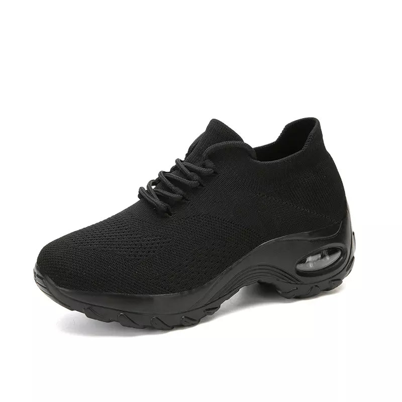 Damen Sneaker mit Luftpolstersohle für Komfort und Stil-Schwarz-34-Luzern Mode