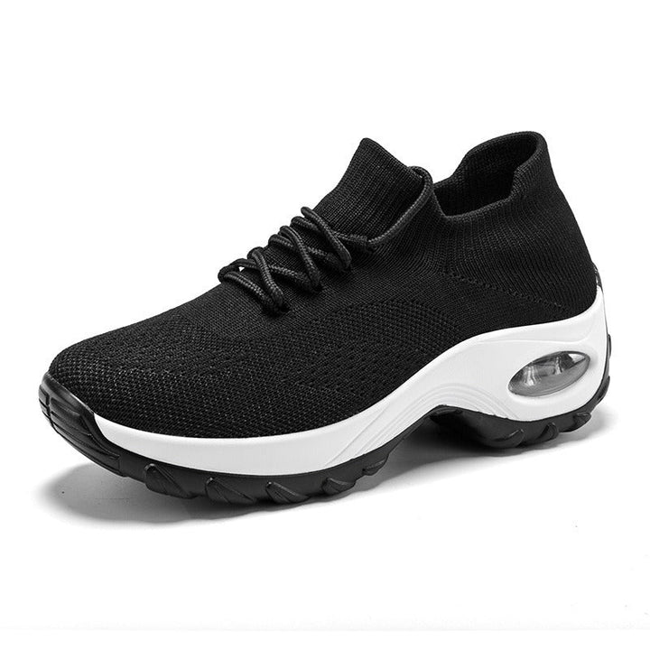 Damen Sneaker mit Luftpolstersohle für Komfort und Stil-Schwarz/Weiß-35-Luzern Mode