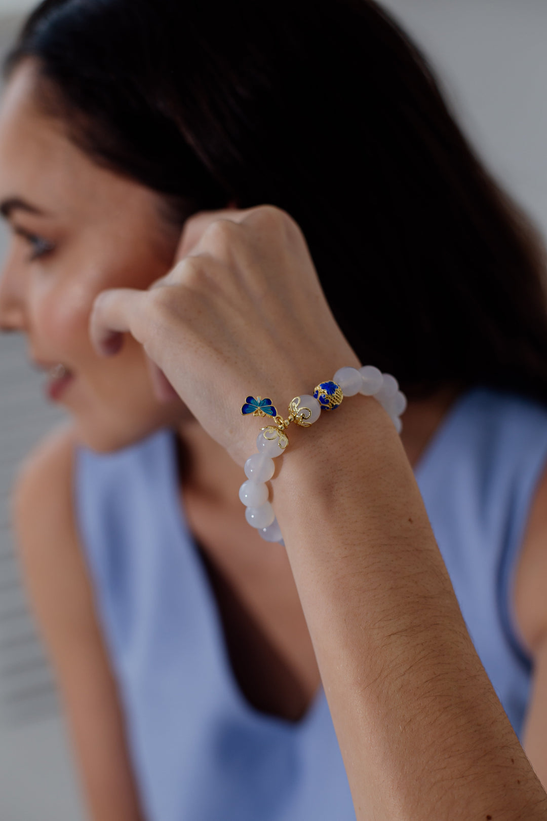 Weißer Achat Armband | Schmetterling | Harmonie | Stilvoll | Schützend | Langlebig-Luzern Mode