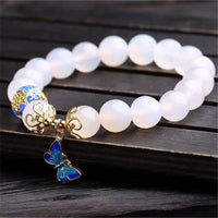 Weißer Achat Armband | Schmetterling | Harmonie | Stilvoll | Schützend | Langlebig-Luzern Mode