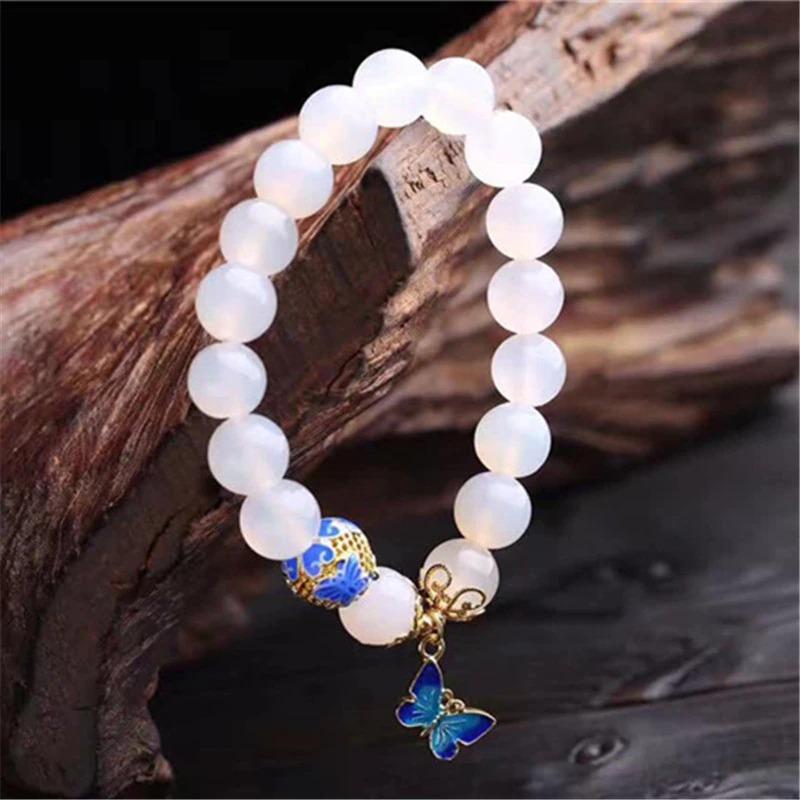 Weißer Achat Armband | Schmetterling | Harmonie | Stilvoll | Schützend | Langlebig-Luzern Mode