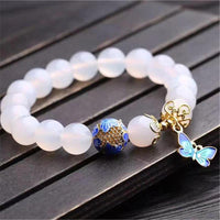 Weißer Achat Armband | Schmetterling | Harmonie | Stilvoll | Schützend | Langlebig-Luzern Mode