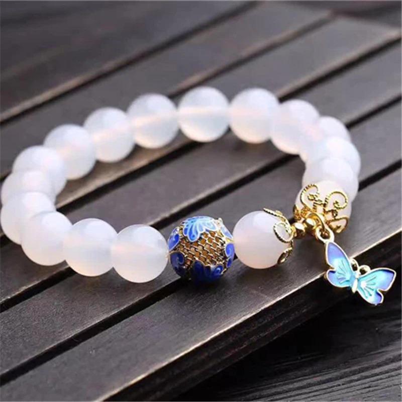 Weißer Achat Armband | Schmetterling | Harmonie | Stilvoll | Schützend | Langlebig-Luzern Mode